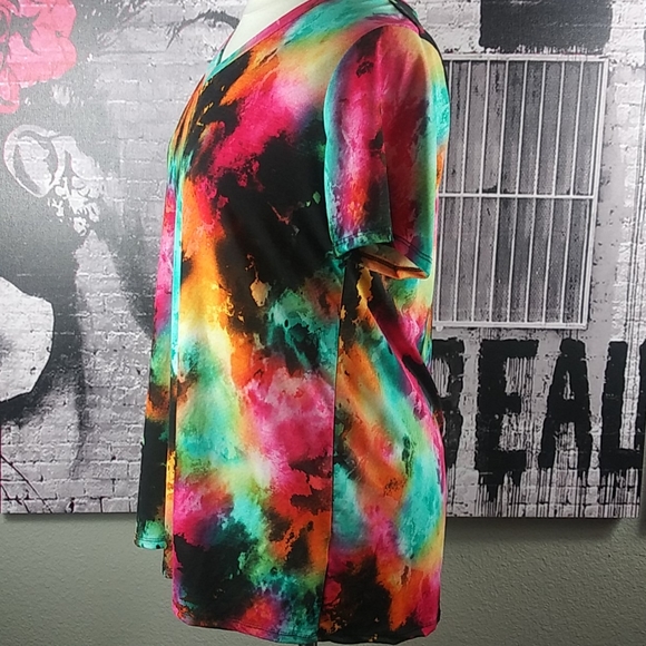 Heimish Orange Tie Dye V Neck Top Sz 1X - Picture 4 of 7